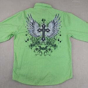 Patroncito Large Mens Shirt Button Long Sleeve Embroidered Affliction‎ 22x28